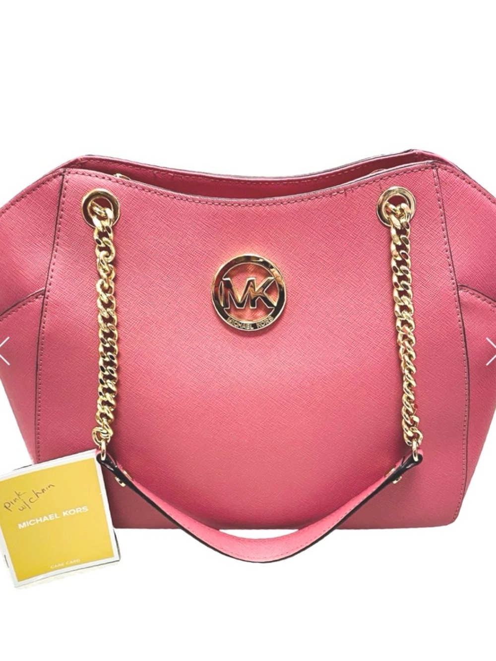 🩷Michael Kors Pink Jet Set Tote with Gold Chain Straps- Preppy- Summer Style🩷 - Picture 2 of 6